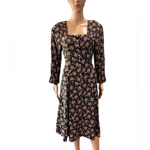 Sarah Taylor 80s Womens Floral Wrap Midi Dress Cottagecore-4